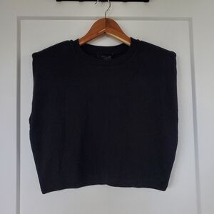 All Saints NWT Black Sleeveless Top with Shoulder Padding | Size Medium